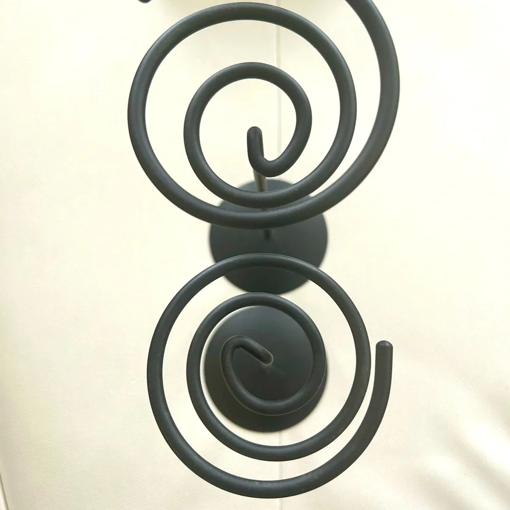 Partylite Set/Two Spiral Candle Holders Black Vintage Wrought Iron - Picture 4 of 7